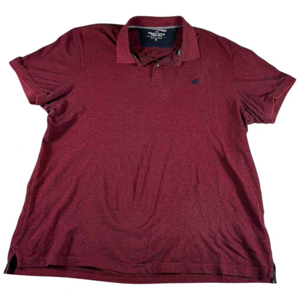Banana Republic Pique Polo Shirt Men XL Burgundy Organic Cotton Embroidered Golf